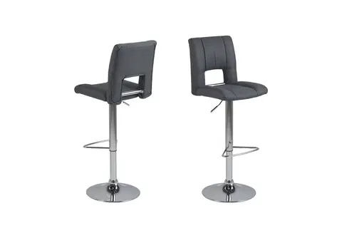 Barové židle Dkton Designová barová židle Almonzo tmavě šedá / chromová