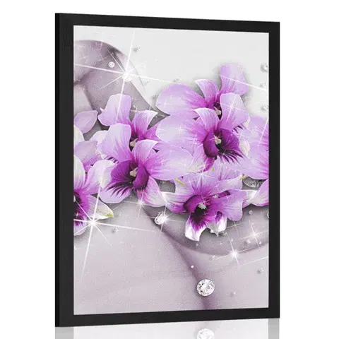 Květiny Plakát fialové květiny na abstraktním pozadí
