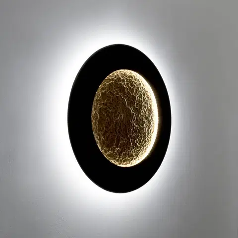 Nástěnná svítidla Holländer Nástěnné svítidlo LED Luna Piena, hnědočerná/zlatá, Ø 80 cm