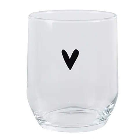 Sklenice Transparentní sklenička na vodu se srdíčkem - Ø 8*9 cm / 300 ml Clayre & Eef 6GL4398