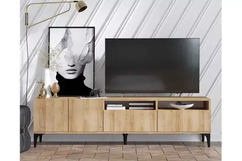 TV stolky Sofahouse Designový TV stolek Valentino 180 cm vzor dub