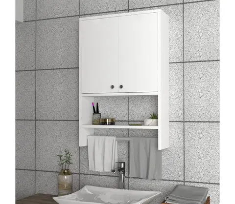 Nástěnné police  Koupelnová nástěnná skříňka VIRA 90x59 cm bílá 