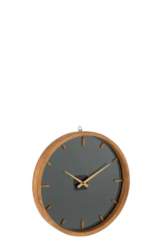 Hodiny Dřevěné černohnědé hodiny Herve S - Ø40*5 cm J-Line by Jolipa 15193