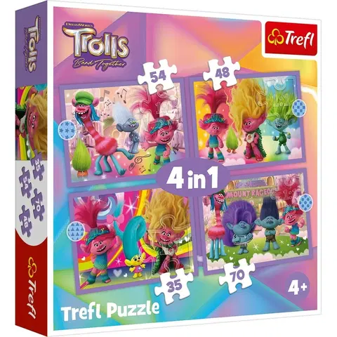 Puzzle Trefl Puzzle Trollové 3 Barevné dobrodružství, 4v1 (35, 48, 54, 70 dílků)