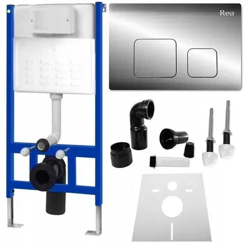 Záchody REA Podomítkový modul pro WC závěsné mísy s tlačítkem F Chrome KPL-90010