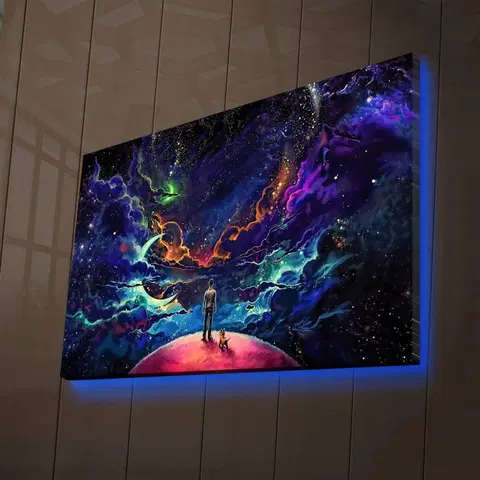 Obrazy Hanah Home Obraz s led osvětlením Vesmír 70x45 cm