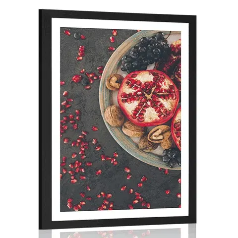 S kuchyňským motivem Plakát s paspartou směs s granátovým jablkem