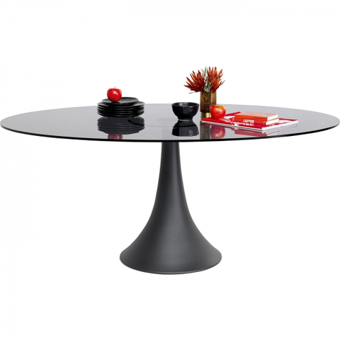 Kulaté jídelní stoly KARE Design Kulatý jídelní stůl Grande - skleněný, černý, 180x120cm