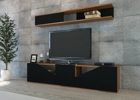 Obývací stěny a sestavy nábytku Obývací stěna TAC ořech, černá