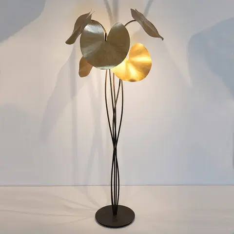 Stojací lampy Holländer Stojací lampa LED Controversia, stínidlo zlaté
