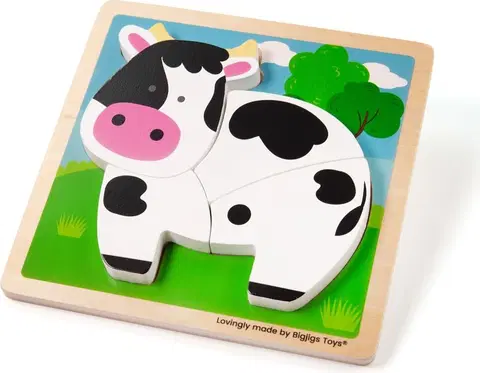 Dřevěné hračky Bigjigs Toys Vkládací puzzle kravička NICKLAS