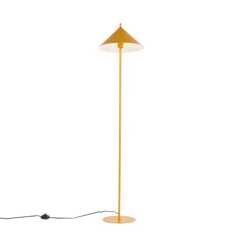 Stojaci lampy Designová stojací lampa žlutá - Triangolo
