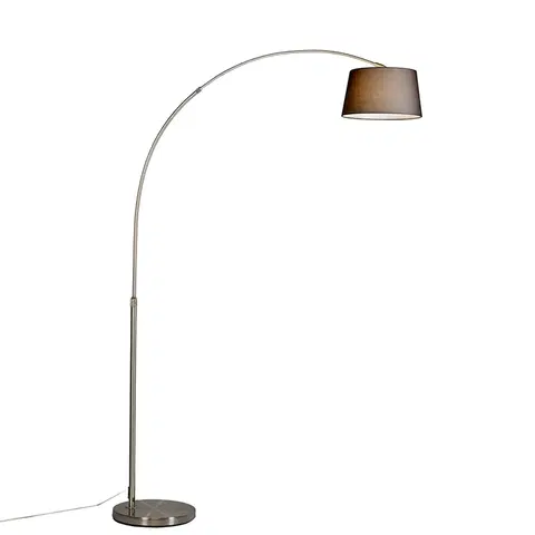 Obloukove lampy Moderní ocelová oblouková lampa s černým látkovým stínidlem - Arc Basic