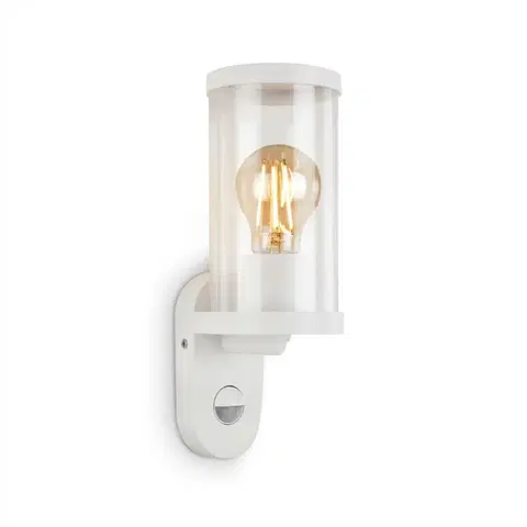 Rustikální venkovní nástěnná svítidla BRILONER Venkovní svítidlo, senzor, bílé, 1x E27 IP44 BRILO 3628-016