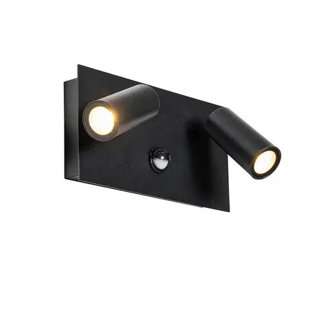 Venkovni nastenne svetlo Venkovní nástěnné svítidlo černé včetně LED 2-světelného pohybového senzoru - Simon