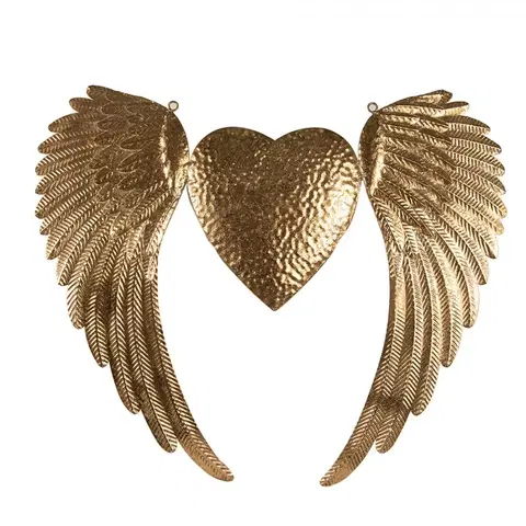 Obrazy Zlatá nástěnná dekorace andělská křídla se srdcem Angel Wings - 74*1*63 cm Clayre & Eef 5Y1176
