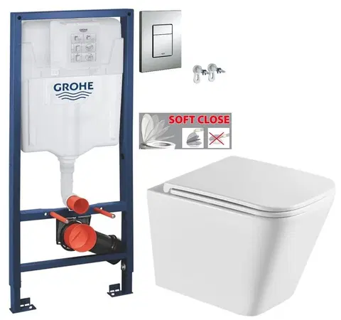 Záchody Rapid SL pro závěsné WC 38528SET s chromovou deskou + WC INVENA FLORINA WITH SOFT, včetně soft/close sedátka 38772001 FL1