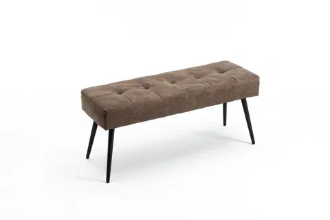 Stylové a luxusní lavice Estila Designová šedě hnědá lavice Soreli s moderním lineárně prošívaným čalouněním 100 cm