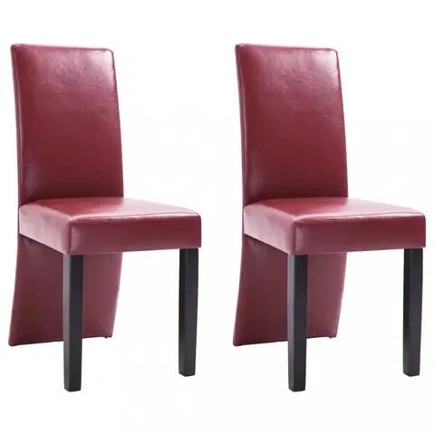 Židle Jídelní židle 2 ks umělá kůže / dřevo Dekorhome Vínová