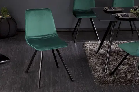 Židle Jídelní židle 4 ks AMYKLAS Dekorhome Smaragdová