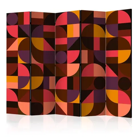 Paravány Paraván Geometric Mosaic (Red) Dekorhome 225x172 cm (5-dílný)