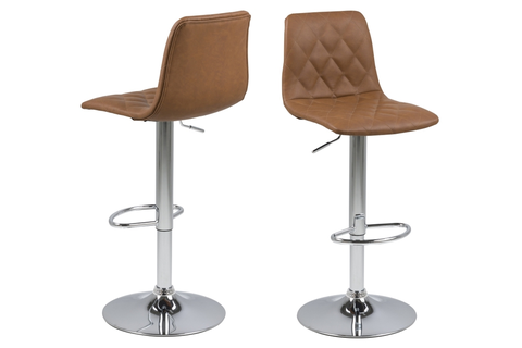 Barové židle Dkton Designová barová židle Nashota světle hnědá-chromová