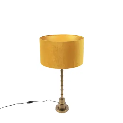 Stolni lampy Stolní lampa ve stylu art deco se sametovým odstínem žluté 35 cm - Pisos