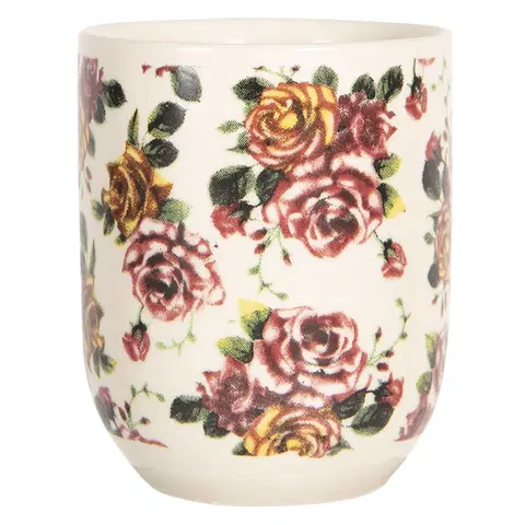 Hrnky a šálky Porcelánový kalíšek na čaj s květy růží - ∅ 6*8 cm / 0,1L Clayre & Eef 6CEMU0067