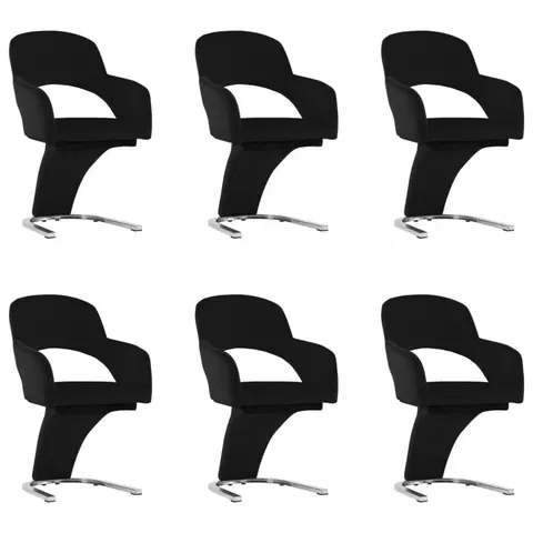 Židle Jídelní židle 6 ks samet / chrom Dekorhome Černá