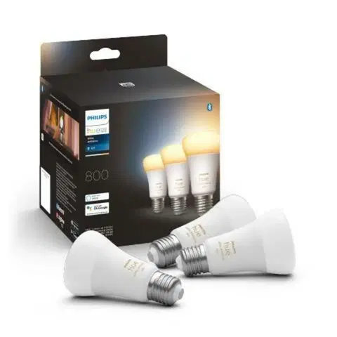 LED žárovky PHILIPS HUE Hue Bluetooth LED White Ambiance set 3ks žárovek Philips 8719514328266 E27 A60 3x6W 3x800lm 2200-6500K bílé stmívatelné