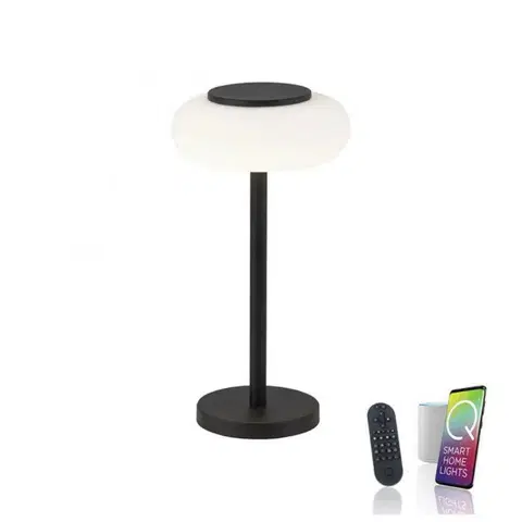 Chytré osvětlení PAUL NEUHAUS Q ETIENNE LED stolní lampa, Smart Home, černá, stmívatelná, kruhová ZigBee 2700-5000K