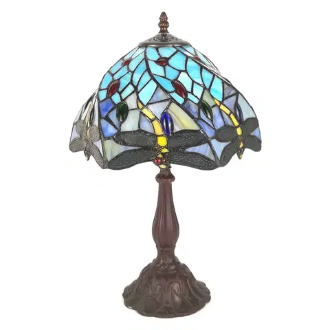 Svítidla Modrá stolní lampa Tiffany s vážkami ButterFly - Ø 31*43 cm E27/max 1*40W Clayre & Eef 5LL-6131