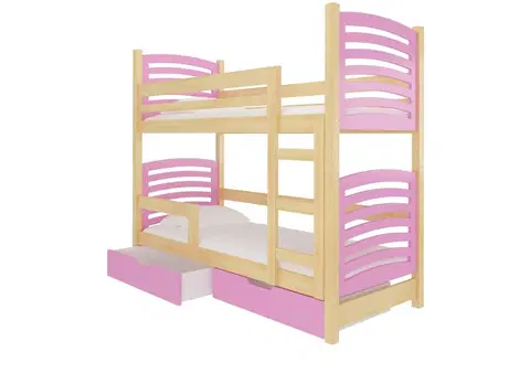 Postele ArtAdrk Dětská patrová postel OSUNA Barva: Borovice / růžová