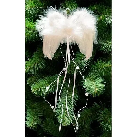 Vánoční dekorace Andělská křídla, 13 x 15 cm, bílá