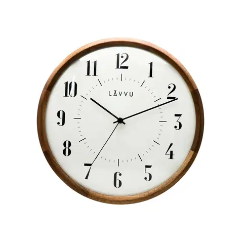Hodiny LAVVU Dřevěné hodiny s plynulým chodem RETRO, pr. 31,5 cm
