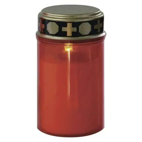 LED osvětlení na baterie EMOS LED hřbitovní svíčka červená, 2x C, venkovní i vnitřní, teplá bílá, časovač DCCV19
