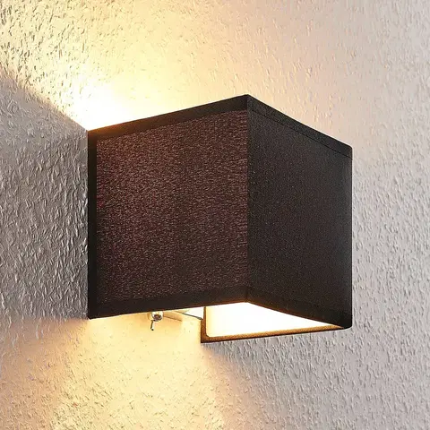 Nástěnná svítidla Lindby Nástěnná lampa Adea s vypínačem, 13 cm, černá