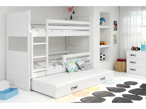 Postele BMS Dětská patrová postel s přistýlkou RICO 3 | bílá 90 x 200 cm Barva: bílá/bílá