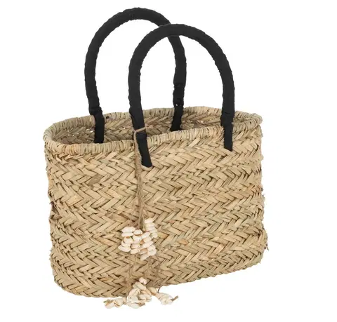 Nákupní tašky a košíky Plážová pletená taška se zdobnými mušlemi Beach Bag Shells S - 32*15*21cm J-Line by Jolipa 33285