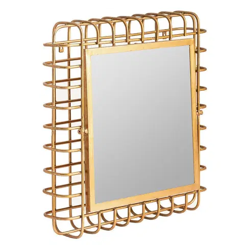 Luxusní a designová zrcadla Estila Luxusní zlaté art deco otočné nástěnné zrcadlo Philip s rámem s drátěným designem 76 cm