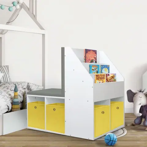 Dětské pokoje Dětská skříňka s lavicí bílá Dekorhome