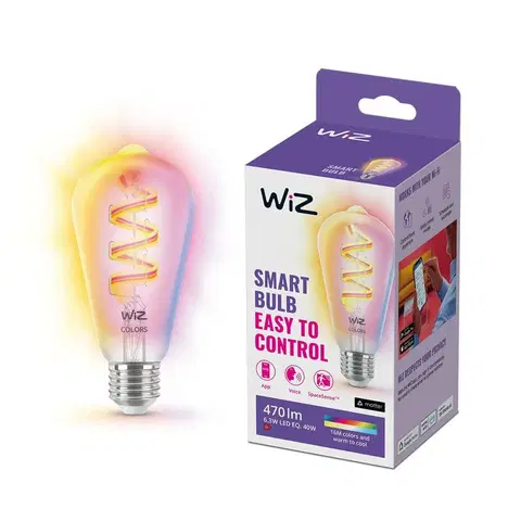 LED žárovky WiZ LED žárovka E27 ST64 6,3W 470lm 2200-6500K RGB IP20, stmívatelná
