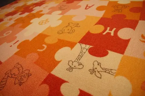 Koberce a koberečky Dywany Lusczow Dětský koberec PUZZLE oranžový, velikost 100x100