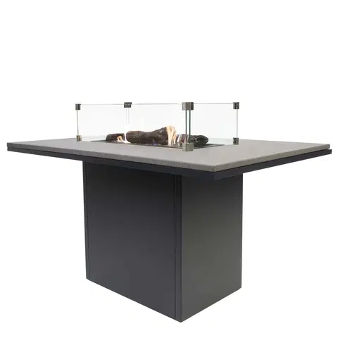 Přenosná ohniště Krbový plynový stůl Cosiloft 120 vysoký jídelní stůl černý rám / deska šedá (neobsahuje sklo) COSI