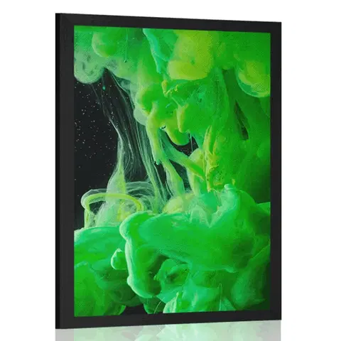 Abstraktní a vzorované Plakát zelené tekoucí barvy