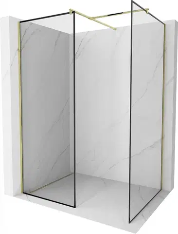 Sprchové zástěny MEXEN/S Kioto Sprchová zástěna Walk-in 150 x 110 cm, černý vzor, zlatá 800-150-202-50-70-110