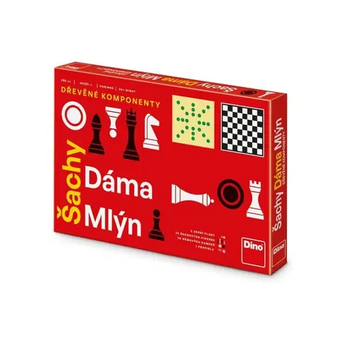 Hračky společenské hry DINO - Šachy, Dáma, Mlýn Rodinná Hra