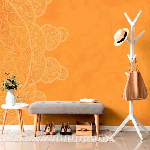 Tapety Feng Shui Tapeta oranžová arabeska na abstraktním pozadí