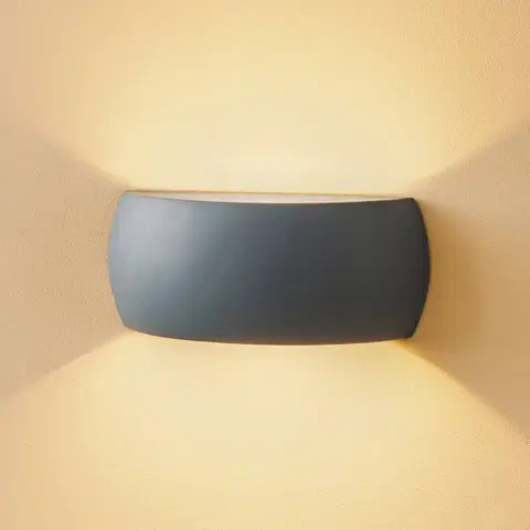 Nástěnná svítidla SOLLUX LIGHTING Nástěnné světlo Bow up/down keramika šedá 32 cm