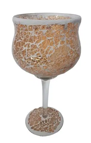 Svícny Champagne skleněný svícen na noze Mosaik - Ø 11*25 cm Ostatní 84817